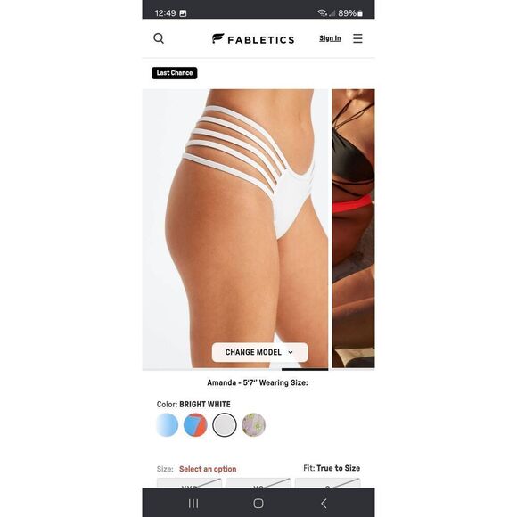 New XS Fabletics White NOA High Waist Strappy Cheeky Thong Bikini Swim Bottoms - Picture 3 of 9